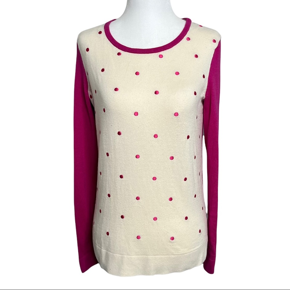 Tommy Hilfiger Cream Pink Polka Dot Sweater